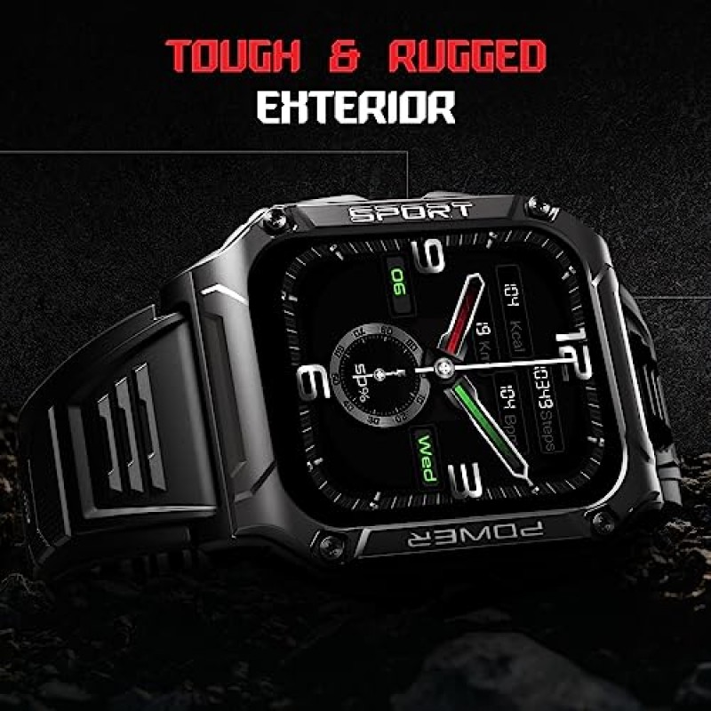 boAt Wave Armour 2 Smart Watch with 1.96" HD Display,BT Calling, Coins, Rugged Design,100 Watch (Active Black)