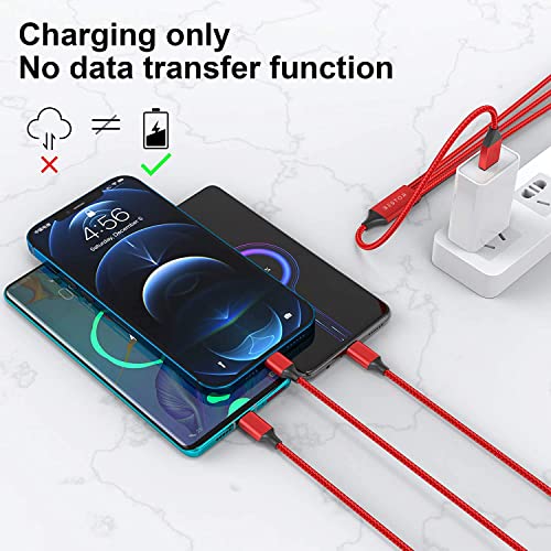BESTOR Multi Charging Cable 3 in 1 Nylon Braided Multiple USB Fast Charging Cable for Android, iOS and Type C Devices USB Port Connectors (Red) BESTOR Multi Charging Cable 3 in 1 Nylon Braided Multiple USB Fast Charging Cable for Android, iOS and Type C Devices USB Port Connectors (Red)