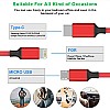 BESTOR Multi Charging Cable 3 in 1 Nylon Braided Multiple USB Fast Charging Cable for Android, iOS and Type C Devices USB Port Connectors (Red)