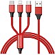 BESTOR Multi Charging Cable 3 in 1 Nylon Braided Multiple USB Fast Charging Cable for Android, iOS and Type C Devices USB Port Connectors (Red)