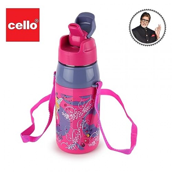CELLO Puro Steel-X Hydra Kid 600 Water Bottle PU Insulation School Bottle Picnic Bottle Cold Insulation Bell 520ml  Pink