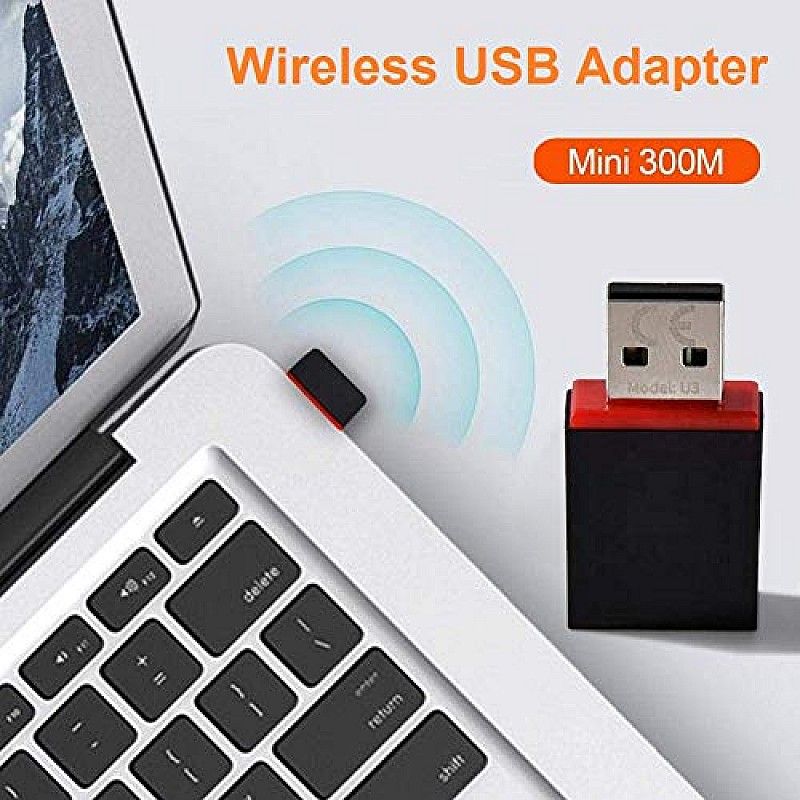 Tenda U3 WiFi Dongle 300Mbps USB Wireless Adapter, 2.4GHz, 2 Internal Antennas, USB 2.0 (Black)