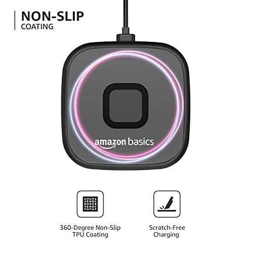 Amazon Basics 15W Qi-Certified Wireless Charging Square Pad Compatible with Pro-Black, Amazon Basics 15W Qi-Certified Wireless Charging Square Pad Compatible with Pro-Black,