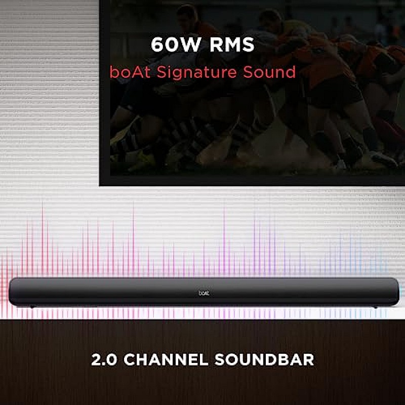 boAt Aavante Bar 1180 60 Watt 2.0 Channel Wireless Bluetooth Soundbar(Premium Black)