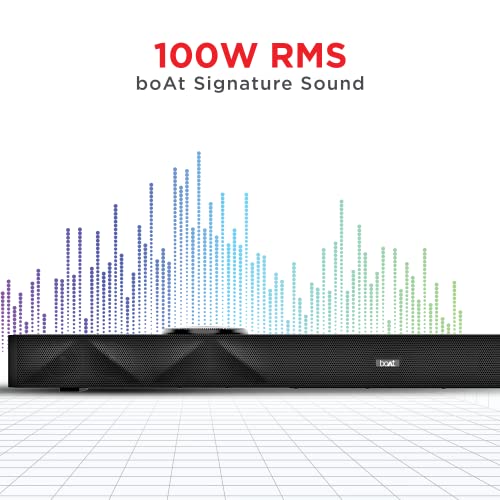 boAt Aavante Bar Raga Bluetooth Soundbar with 100W RMS Signature Sound, 2.2 Channel Built-in Subwoofers Pitch Black boAt Aavante Bar Raga Bluetooth Soundbar with 100W RMS Signature Sound, 2.2 Channel Built-in Subwoofers Pitch Black