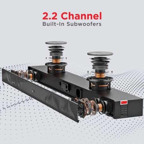 boAt Aavante Bar Raga Bluetooth Soundbar with 100W RMS Signature Sound, 2.2 Channel Built-in Subwoofers Pitch Black boAt Aavante Bar Raga Bluetooth Soundbar with 100W RMS Signature Sound, 2.2 Channel Built-in Subwoofers Pitch Black