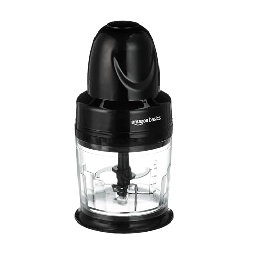 Amazon Basics 300 Watts Wired Electric Chopper with 4-Leaf Rust-Resistant Blades and Unbreakable 830 ml (Black) Amazon Basics 300 Watts Wired Electric Chopper with 4-Leaf Rust-Resistant Blades and Unbreakable 830 ml (Black)