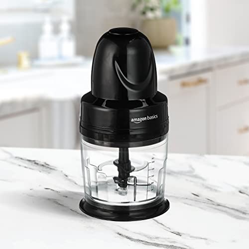 Amazon Basics 300 Watts Wired Electric Chopper with 4-Leaf Rust-Resistant Blades and Unbreakable 830 ml (Black) Amazon Basics 300 Watts Wired Electric Chopper with 4-Leaf Rust-Resistant Blades and Unbreakable 830 ml (Black)