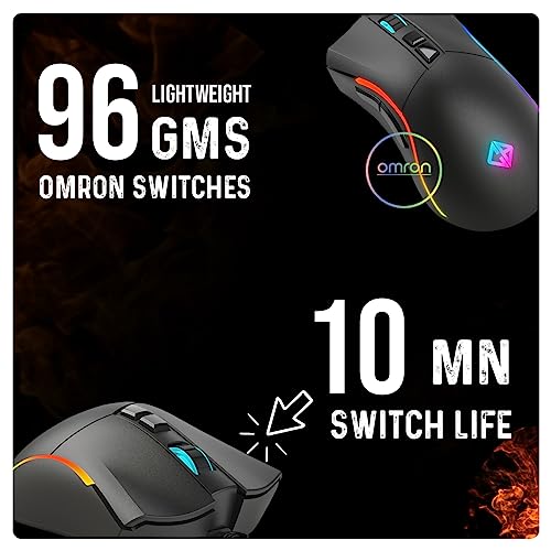 Cosmic Byte Hellfire RGB Wireless Gaming Mouse, Dual Mode, 8000 DPI, 500Hz Polling, Pixart 3104 Sensor (Black) Cosmic Byte Hellfire RGB Wireless Gaming Mouse, Dual Mode, 8000 DPI, 500Hz Polling, Pixart 3104 Sensor (Black)
