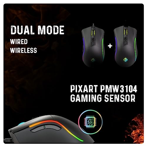 Cosmic Byte Hellfire RGB Wireless Gaming Mouse, Dual Mode, 8000 DPI, 500Hz Polling, Pixart 3104 Sensor (Black) Cosmic Byte Hellfire RGB Wireless Gaming Mouse, Dual Mode, 8000 DPI, 500Hz Polling, Pixart 3104 Sensor (Black)