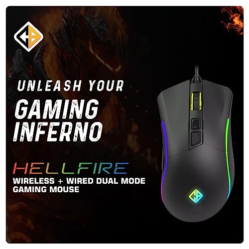 Cosmic Byte Hellfire RGB Wireless Gaming Mouse, Dual Mode, 8000 DPI, 500Hz Polling, Pixart 3104 Sensor (Black) Cosmic Byte Hellfire RGB Wireless Gaming Mouse, Dual Mode, 8000 DPI, 500Hz Polling, Pixart 3104 Sensor (Black)