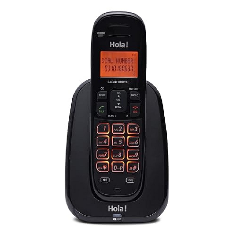 Hola  Tc 700 Cordless 2.4Ghz Landline Phone with Caller Id Display Black