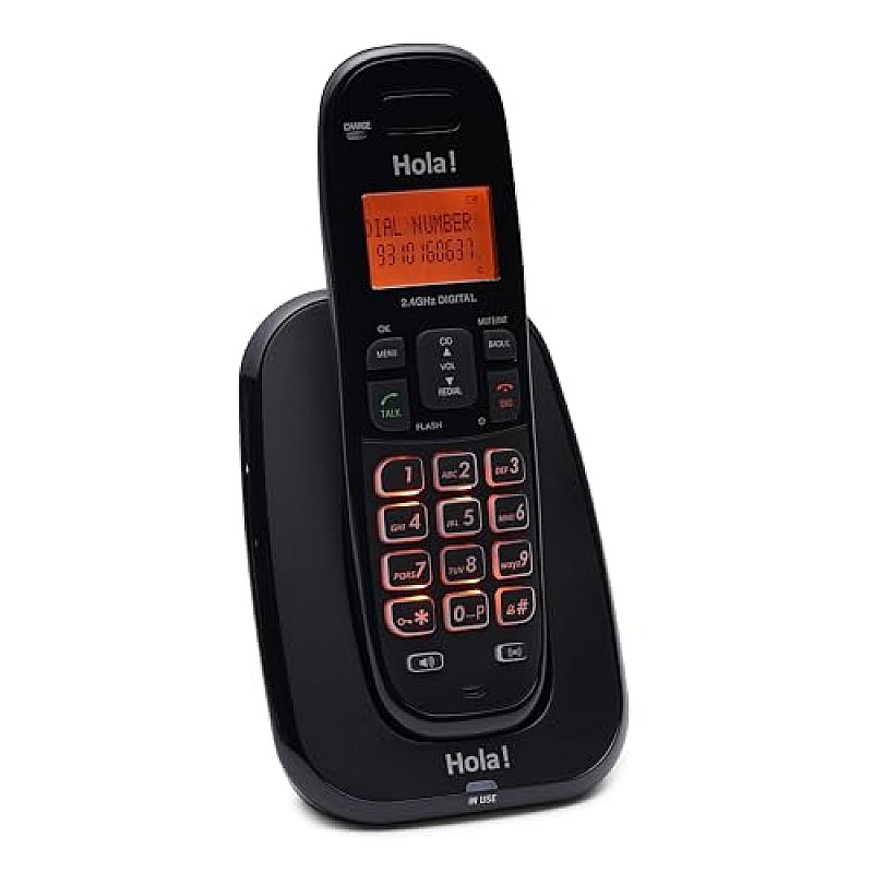 Hola  Tc 700 Cordless 2.4Ghz Landline Phone with Caller Id Display Black