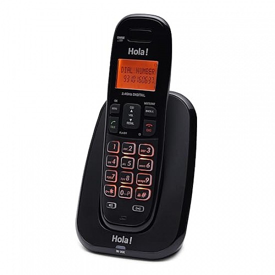 Hola  Tc 700 Cordless 2.4Ghz Landline Phone with Caller Id Display Black