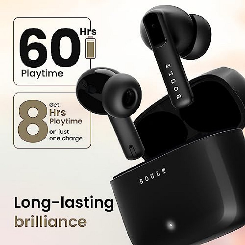 Boult Audio Z60 Truly Wireless in Ear Earbuds with 60H Playtime, 4 Mics ENC Raven Black