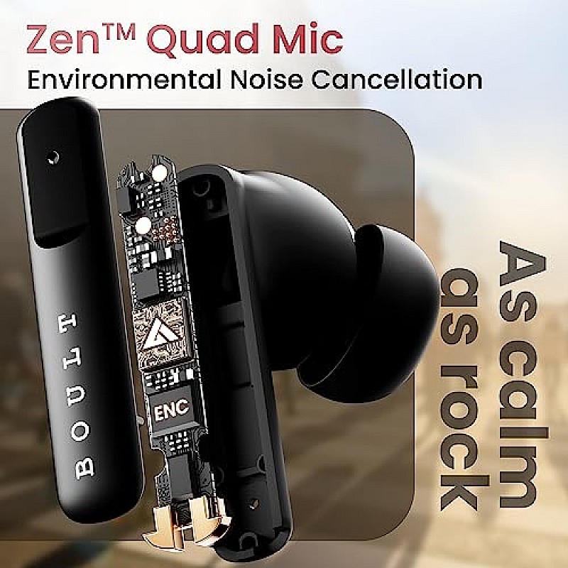 Boult Audio Z60 Truly Wireless in Ear Earbuds with 60H Playtime, 4 Mics ENC Raven Black