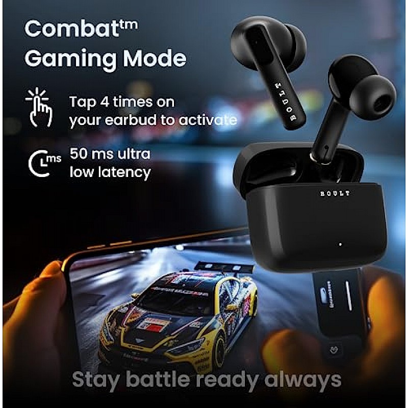 Boult Audio Z60 Truly Wireless in Ear Earbuds with 60H Playtime, 4 Mics ENC Raven Black