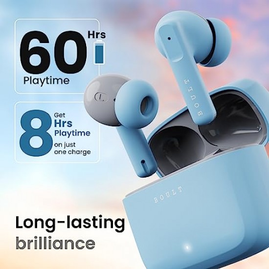 Boult Audio Z60 Truly Wireless in Ear Earbuds with 60H Playtime, 4 Mics ENC (Powder Blue)