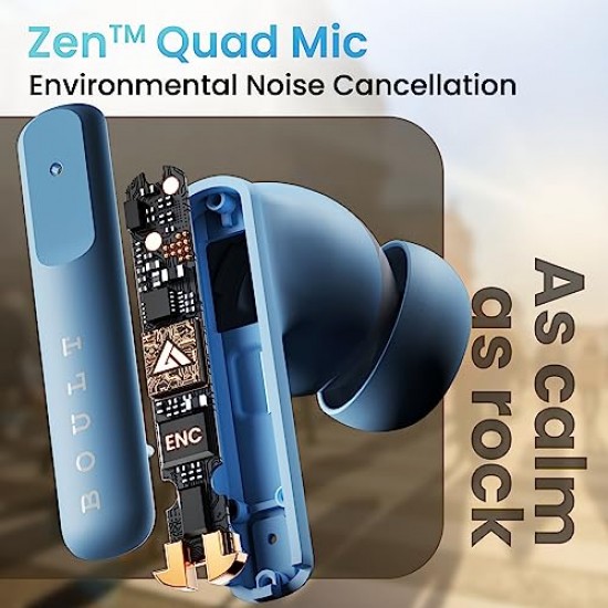 Boult Audio Z60 Truly Wireless in Ear Earbuds with 60H Playtime, 4 Mics ENC (Powder Blue)