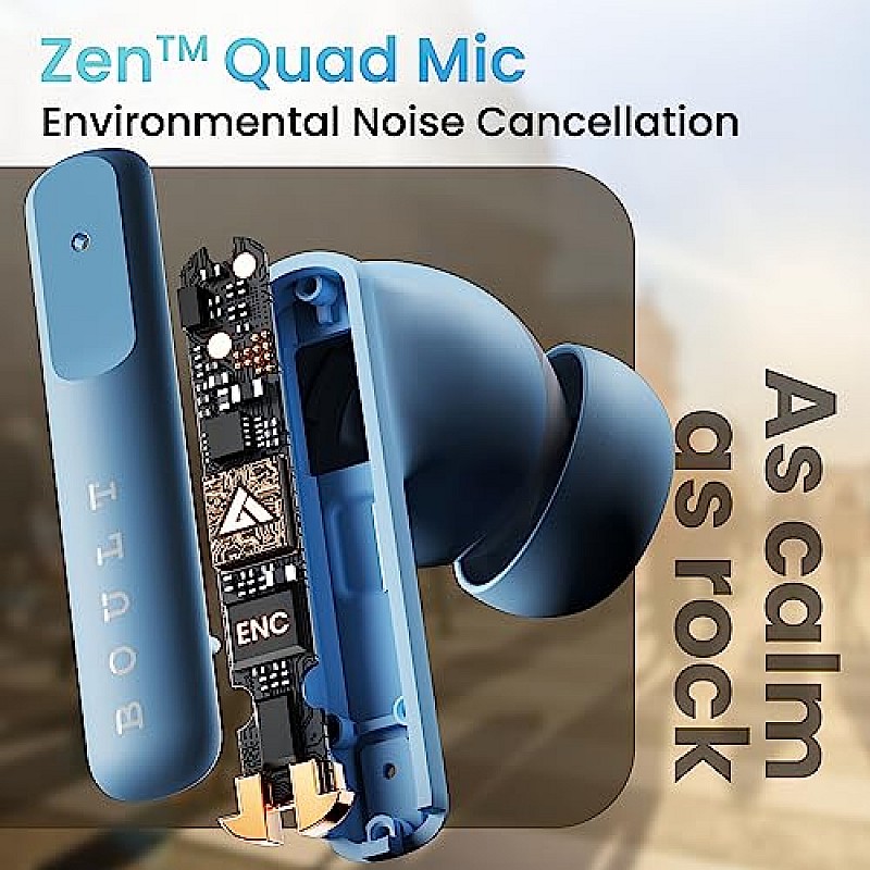 Boult Audio Z60 Truly Wireless in Ear Earbuds with 60H Playtime, 4 Mics ENC (Powder Blue)