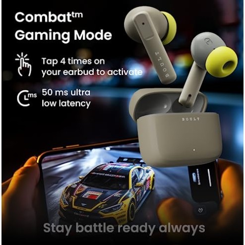 Boult Audio Z60 Truly Wireless in Ear Earbuds with 60H Playtime, 4 Mics ENC (Spring Green)