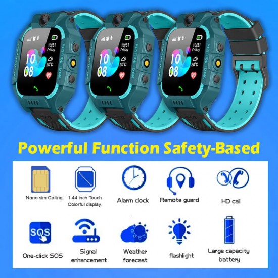 Punnk Funnk Present Smart Kids LBS Location Tracking Watch with Voice Calling, SOS, Remote Monitoring (Ocean Green)