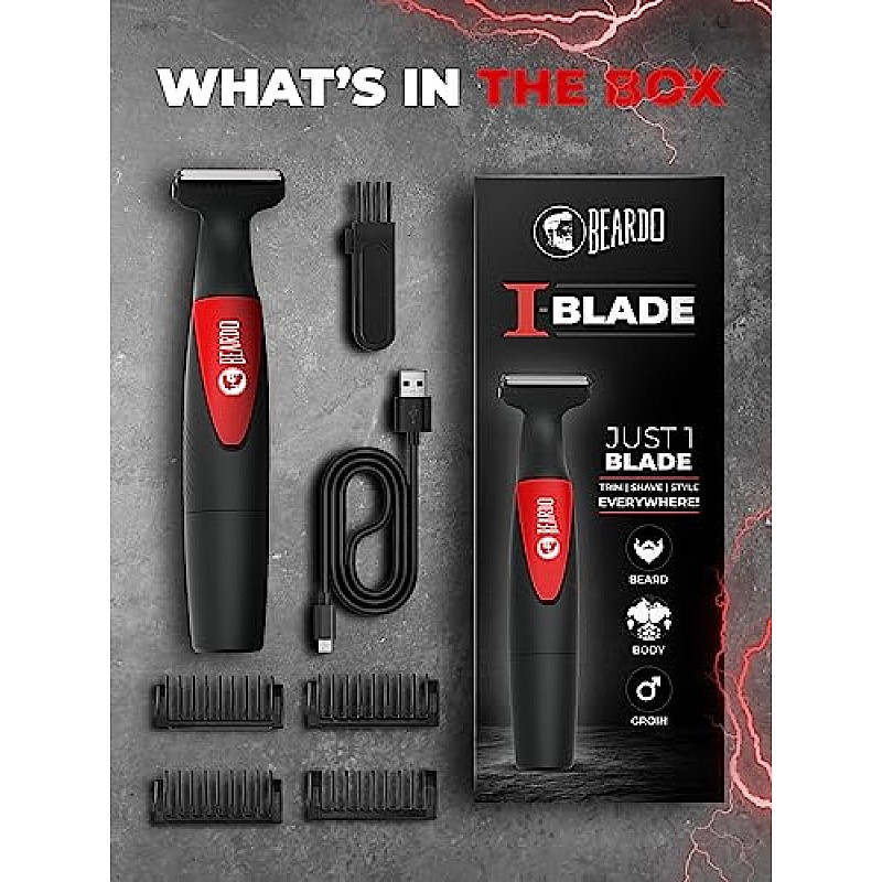 Beardo Multipurpose  Blade Trimmer  Shaver for Beard, Body, Hair & Groin  One Blade Trimmer Black