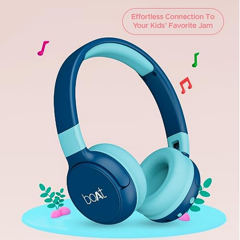 boAt Rockid Rush Wireless Headphones for Kids with Up to 10 hrs Playtime, 30mm Tuned Drivers, Bluetooth (Aqua)