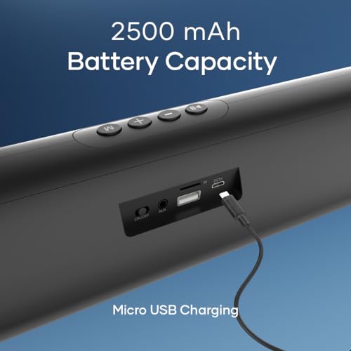 Wings Centerstage 210, 20W Soundbar, with 5.0 Bluetooth, Aux Input,7 Hours Playtime and 2500mAh Battery Capacity, Wireless Speakers Wings Centerstage 210, 20W Soundbar, with 5.0 Bluetooth, Aux Input,7 Hours Playtime and 2500mAh Battery Capacity, Wireless Speakers