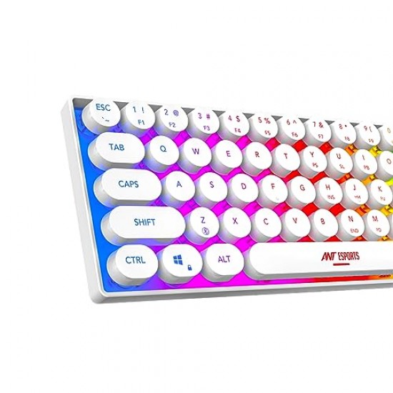 Ant Esports MK1500 Retro Style Mini 60% Pro RGB Wireless Gaming Keyboard with Membrane Switches White