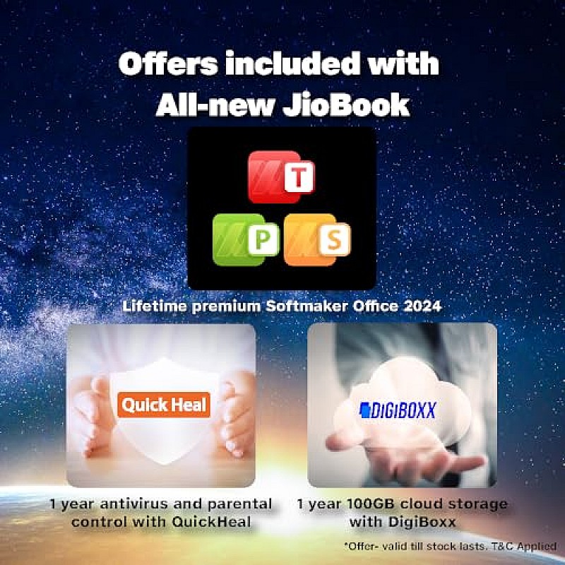 JioBook 11 2023 NB1112MM (BLU) Mediatek 8788 Octa-coreThin and Light Laptop 4 GB LPDDR4 64 GB 