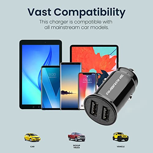 Ambrane 2.4A Dual Port Car Charger for All Smartphones (ACC-56, Black), Ambrane 2.4A Dual Port Car Charger for All Smartphones (ACC-56, Black),