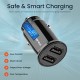 Ambrane 2.4A Dual Port Car Charger for All Smartphones (ACC-56, Black), USB