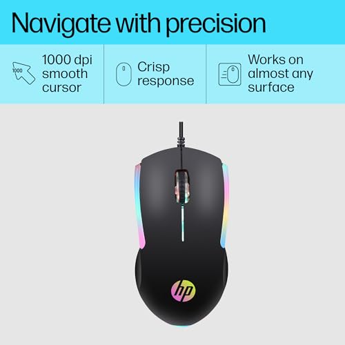 HP M160 USB Wired Gaming Optical Mouse with LED Backlight, 1000 DPI, 3 Buttons Black HP M160 USB Wired Gaming Optical Mouse with LED Backlight, 1000 DPI, 3 Buttons Black