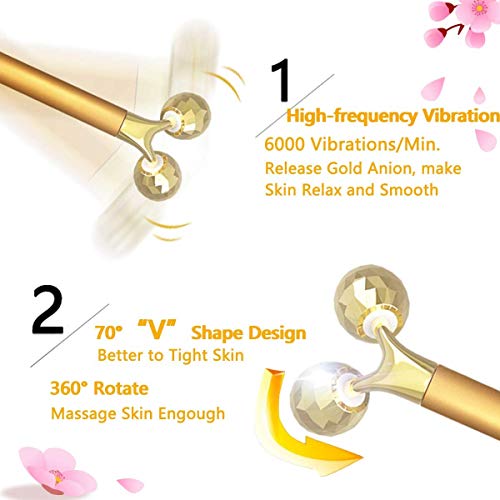 Synaty 2In1 Battery Powered Vibration Massager, T-Shaped Beauty Bar and V- Shaped Bar, For Face And Body (Golden) Synaty 2In1 Battery Powered Vibration Massager, T-Shaped Beauty Bar and V- Shaped Bar, For Face And Body (Golden)