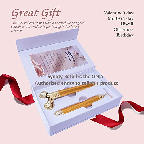 Synaty 2In1 Battery Powered Vibration Massager, T-Shaped Beauty Bar and V- Shaped Bar, For Face And Body (Golden) Synaty 2In1 Battery Powered Vibration Massager, T-Shaped Beauty Bar and V- Shaped Bar, For Face And Body (Golden)