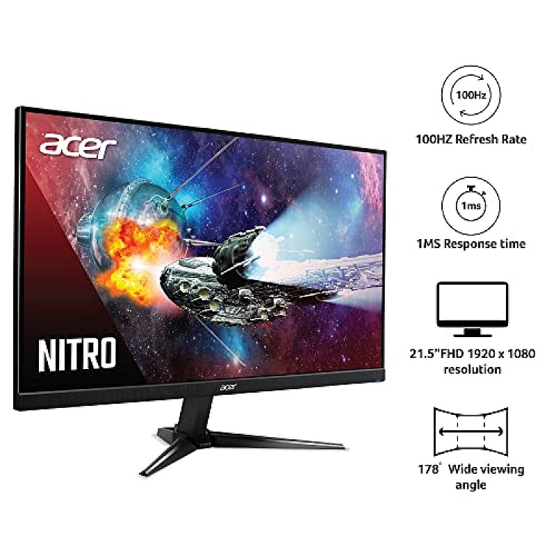 Acer Nitro QG221Q 21.5 Inch (54.61 cm) Full HD Gaming LCD Monitor with LED Backlight VA Panel Black