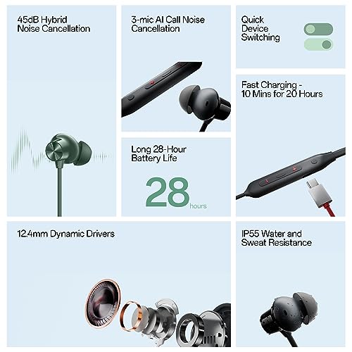 OnePlus Bullets Wireless Z2 ANC Bluetooth in Ear Earphones with Mic 28 Hrs Battery Life Grand Green OnePlus Bullets Wireless Z2 ANC Bluetooth in Ear Earphones with Mic 28 Hrs Battery Life Grand Green