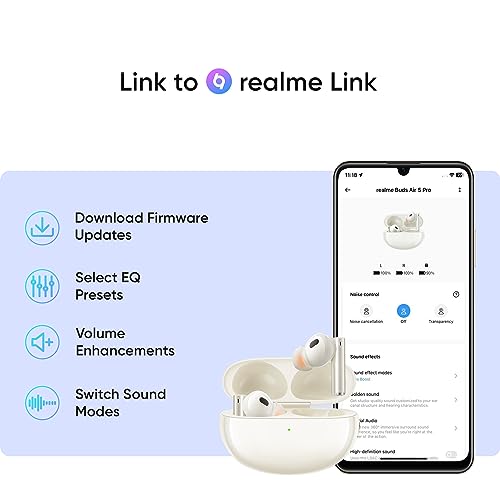 realme Buds Air 5 Pro Truly Wireless in-Ear Earbuds with 50dB ANC Upto 40Hrs Battery Sunrise Beige realme Buds Air 5 Pro Truly Wireless in-Ear Earbuds with 50dB ANC Upto 40Hrs Battery Sunrise Beige