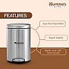 Mumma's LIFE Stainless Steel Plain Pedal Bin with Plastic Bucket And Lid Garbage Bin Trash Can, Round Shape Dustbin For Home