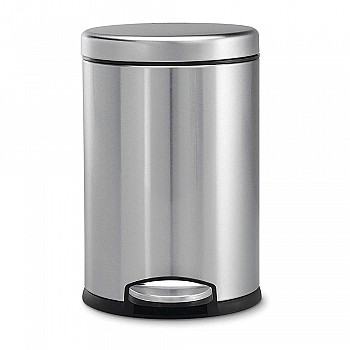 Mumma's LIFE Stainless Steel Plain Pedal Bin with Plastic Bucket And Lid Garbage Bin Trash Can, Round Shape Dustbin For Home