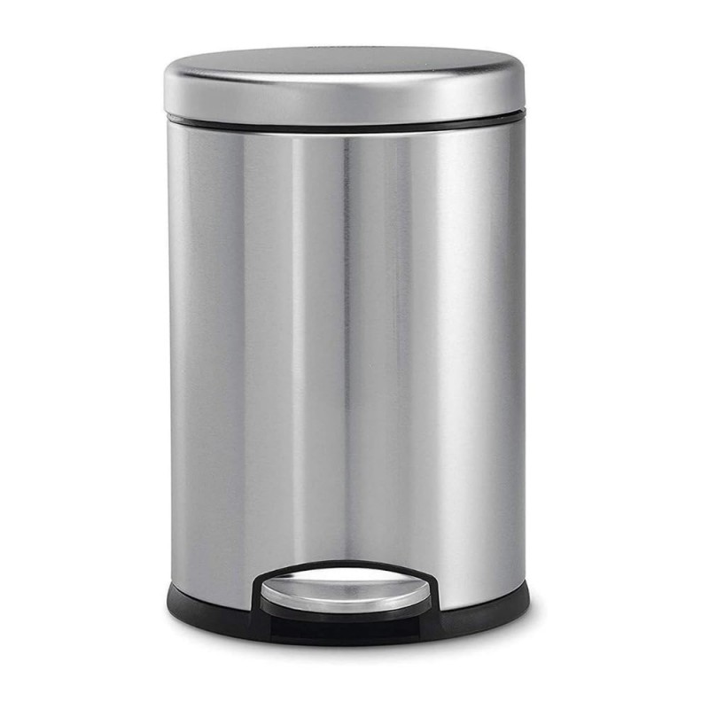 Mumma's LIFE Stainless Steel Plain Pedal Bin with Plastic Bucket And Lid Garbage Bin Trash Can, Round Shape Dustbin For Home