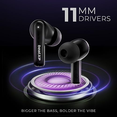 beatXP Vibe XPods Bluetooth True Wireless Ear buds with 60H Playtime, Quad Mic ENC, Gaming Mode Black beatXP Vibe XPods Bluetooth True Wireless Ear buds with 60H Playtime, Quad Mic ENC, Gaming Mode Black