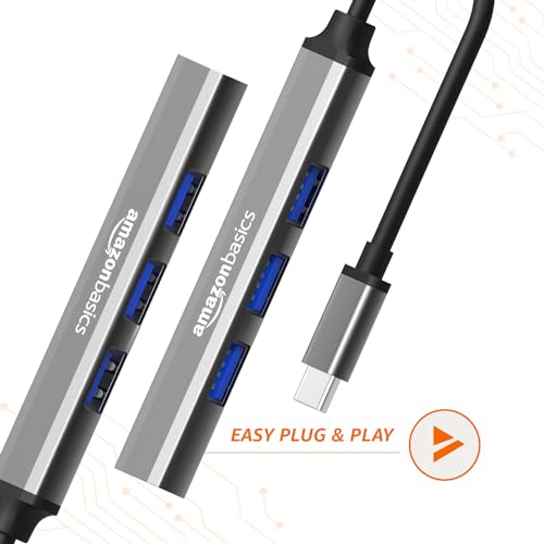 Amazon Basics 4-in-1 Hub Multiport Adapter, USB Type-C with Aluminium Shell Amazon Basics 4-in-1 Hub Multiport Adapter, USB Type-C with Aluminium Shell