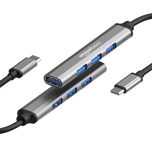 Amazon Basics 4-in-1 Hub Multiport Adapter, USB Type-C with Aluminium Shell Amazon Basics 4-in-1 Hub Multiport Adapter, USB Type-C with Aluminium Shell