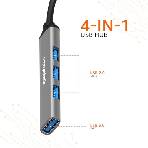 Amazon Basics 4-in-1 Hub Multiport Adapter, USB Type-C with Aluminium Shell Amazon Basics 4-in-1 Hub Multiport Adapter, USB Type-C with Aluminium Shell