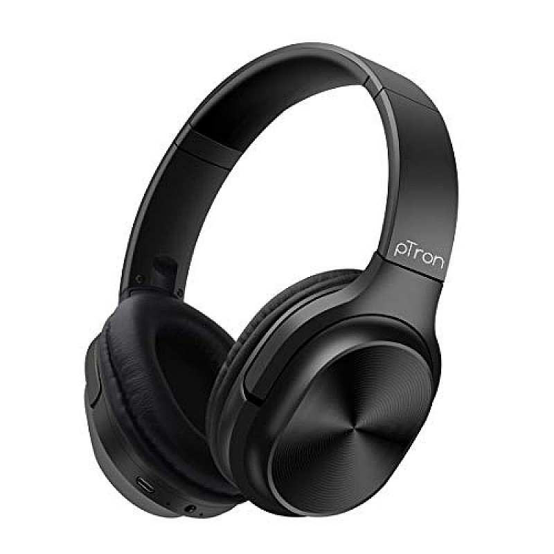 pTron Studio Classic Over Ear Wireless Headphones Black