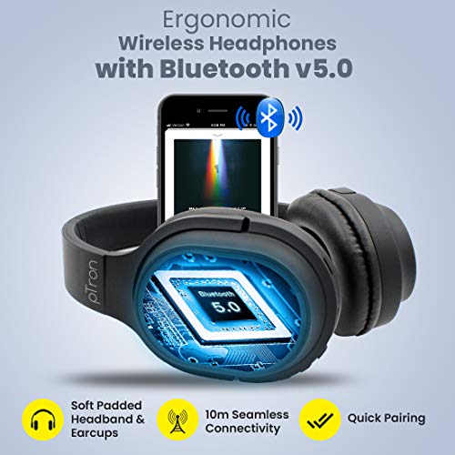 pTron Studio Classic Over Ear Wireless Headphones Black pTron Studio Classic Over Ear Wireless Headphones Black