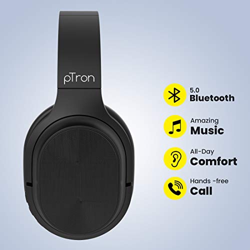pTron Studio Classic Over Ear Wireless Headphones Black pTron Studio Classic Over Ear Wireless Headphones Black