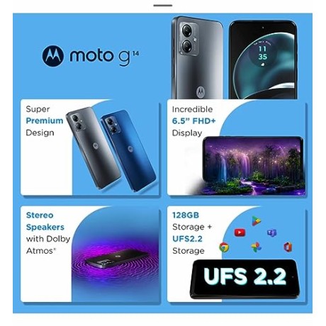 Motorola G14 (Steel Gray, 4GB RAM, 128GB Storage) Refurbished